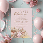 Invitation Boho Pampas Herbe Fleur Neutre Bébé Fille Douche