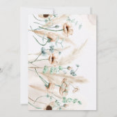 Invitation Boho pampas herbe Fleur sauvage Fête des mariées (Dos)
