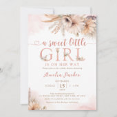 Invitation Boho Pampas Herbe Floral Désert Baby shower fille (Devant)