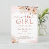 Invitation Boho Pampas Herbe Floral Désert Baby shower fille (Debout devant)