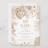 Invitation Boho pampas herbe genre neutre oh baby shower (Devant)