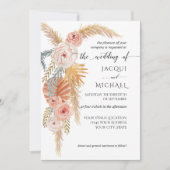 Invitation BOHO Pampas Herbe Jungle Foliage Aquarelle Floral (Devant)