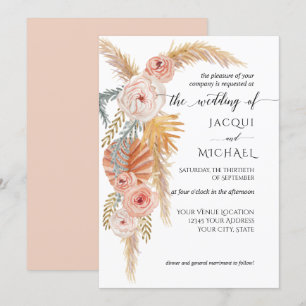 Invitation BOHO Pampas Herbe Jungle Foliage Aquarelle Floral