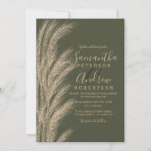Invitation Boho pampas herbe or parties scintillant olivier v (Devant)