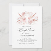 Invitation boho pampas herbe poussiéreuse rose croix florale (Devant)