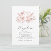 Invitation boho pampas herbe poussiéreuse rose croix florale (Debout devant)