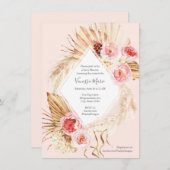 Invitation Boho Pampas herbe rose fleuri bébé douche (Devant / Derrière)