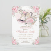 Invitation Boho Pampas Herbe Rose Floral Rocking Horse Baby (Debout devant)