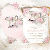 Invitation Boho Pampas Herbe Rose Floral Rocking Horse Baby
