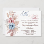 Invitation Boho Pampas Herbe Sexe Révéler (Devant)