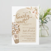 Invitation Boho Pampas herbe Teddy ours Baby shower garçon (Debout devant)
