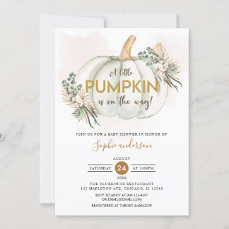 Invitation Boho Pampas Herbe Un Petit Baby shower Citrouille