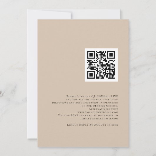 Invitation Boho Pampas Herbes Overlay Code QR Mariage (Dos)