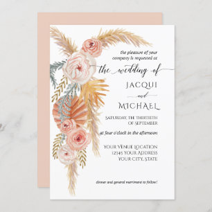 Invitation BOHO Pampas Hercule Jungle Foliage Aquarelle Flora
