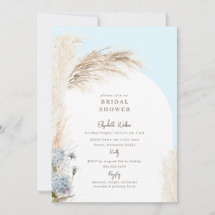 Invitation Boho Pampas Icy Fête des mariées Bleue