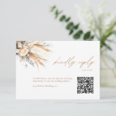 Invitation Boho Pampas Mariage Grass RSVP QR Code Card (Debout devant)