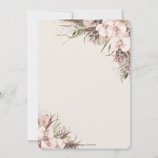 Invitation Boho Pampas Orchidée en herbe Baby shower en arc f (Dos)