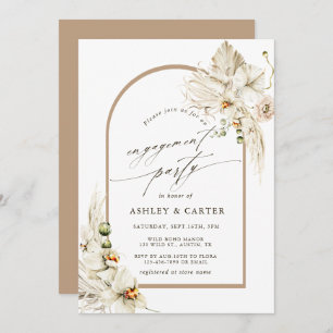 Invitation Boho Pampas Orchidée en herbe Fête d'engagement Fl