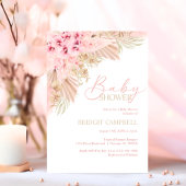 Invitation Boho Pampas Orchidées Baby shower rose neutre