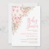 Invitation Boho Pampas Orchidées Peonies Baby shower neutre (Devant)