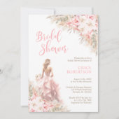 Invitation Boho Pampas Orchidées Peonies Robe Fête des mariée (Devant)
