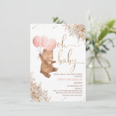 Invitation Boho Pampas Ours d'herbe Oh Baby shower (Debout devant)