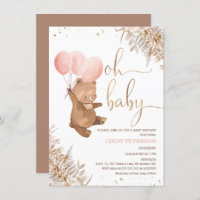Boho Pampas Ours d'herbe Oh Baby shower