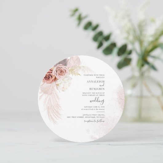 Invitation Boho Pampas Palmiers séchés Grass Mariage en terre (Debout devant)