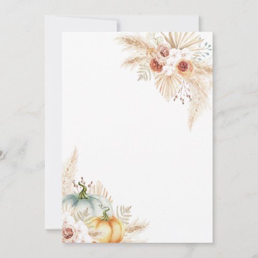 Invitation Boho Pampas Petit Baby shower Citrouille (Dos)