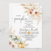 Invitation Boho Pampas Petit Baby shower Citrouille (Devant / Derrière)