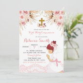 Invitation Boho Pampas Red Hair Girl First Communion (Debout devant)