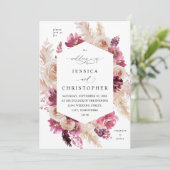 Invitation Boho Pampas rose Mariage de laiton (Debout devant)