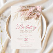 Invitation Boho Pampas rose moderne chic fille d'anniversaire