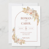 Invitation Boho Pampas Rustic Terracotta Arch Mariage photo (Devant)