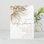 Invitation Boho Pampas Rustique Baby shower Floral Grass (Debout devant)