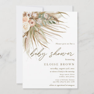 Invitation Boho Pampas Rustique Baby shower Floral Grass