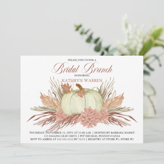 Invitation Boho Pampas rustique Grass | Brunch nuptial Citrou (Debout devant)