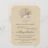 Invitation BOHO Pampas rustique Grass Tropical Monogramme Flo (Devant / Derrière)