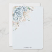 Invitation Boho Pampas Rustique Pastel Baby shower Floral Ble (Dos)