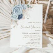 Invitation Boho Pampas Rustique Soft Blue Floral Fête des mar