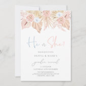 Invitation Boho Pampas séché Floral Baby Reveal Genre (Devant)