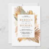 Invitation Boho Pampas séché Palm tout en un Mariage (Devant)