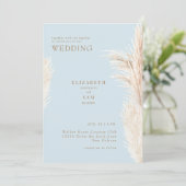 Invitation Boho Pampas Sky Blue avec Mariage (Debout devant)