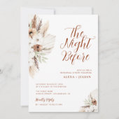 Invitation boho pampas terracotta dîner de répétition florale (Devant)