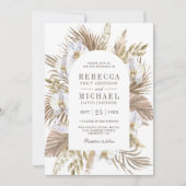 Invitation Boho Pampas White Orchid Dried Palm Wedding (Devant)