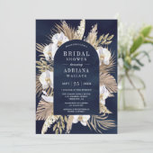 Invitation Boho Pampas White Orchid Marine Fête des mariées b (Debout devant)
