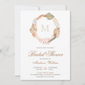 Invitation Boho Pampas Wreath Palm Séché Feuilles Fête des ma (Devant)