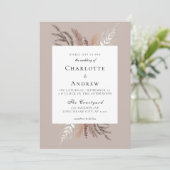 Invitation Boho Pampasgras Wedding Invite (Debout devant)