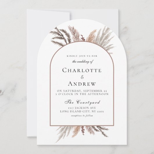 Invitation Boho Pampasgras Wedding Invite (Devant)
