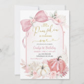 Invitation Boho Pampass Floral Citrouille est un premier anni (Devant)
